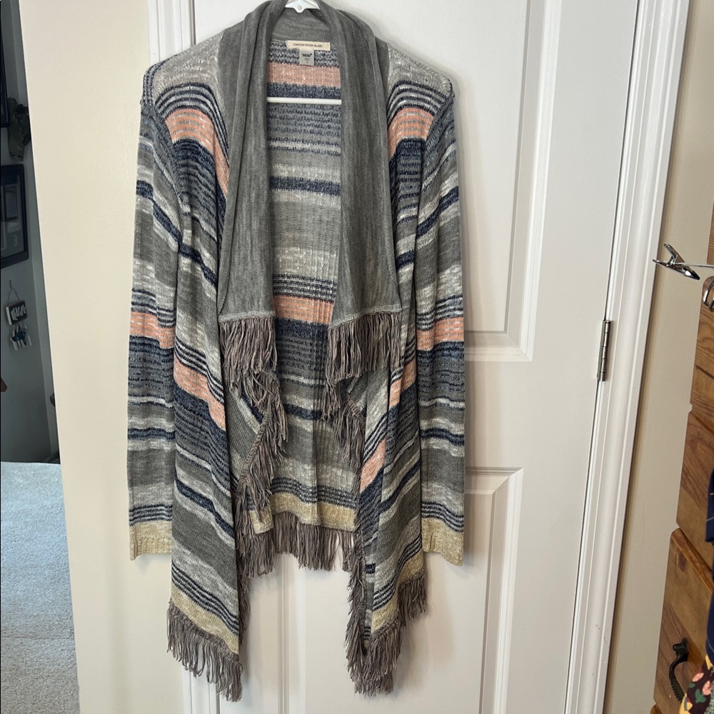Canyon River Blues Multicolor Knit Long Cardigan Open Sweater